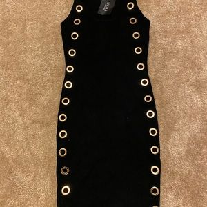 Black fitted midi dress